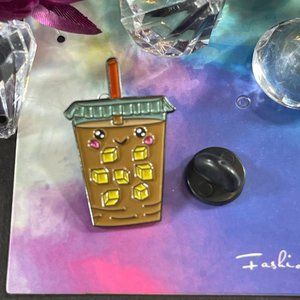 Iced Coffee Lapel Pin Cup Drink Enamel Badge Brooch Jewelry Accessories Pin
